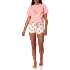 Forever 21 Women Underwear Forever 21 Women's Classic Ladies Sleep Set, Salmon Rose/White