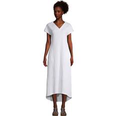 Lands' End XXL Dresses Lands' End Women's Crinkle Knit Short Sleeve High Low Midi Dress White Regular