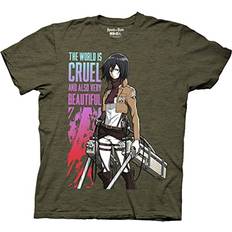 Men - Titanium T-shirts Ripple Junction Attack on Titan Adult Unisex Mikasa The World is Cruel Light Weight Crew T-Shirt Sage Black Heather