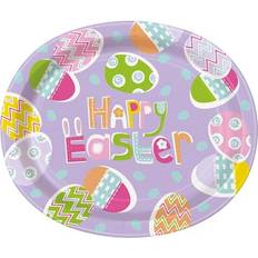 Purple Disposable Plates Unique Party Easter Lilac Oval Paper Plates 30cm Pack of 8