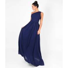 Krisp One Shoulder Evening Maxi Dress Navy