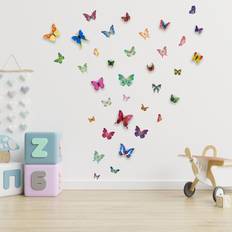 Multicoloured Wall Decor East Urban Home 3D Colourful Butterfly Sticker Wall Decor