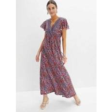 Bonprix Klänningar Bonprix Printed V-Neck Maxi Dress Blue Print