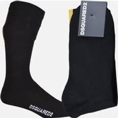 DSquared2 Men Socks DSquared2 Vertical Logo Stripe Sports Socks, Black/yellow 10-11