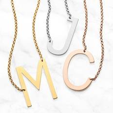 Personalized Planet Sideways Initial Necklace Women