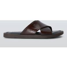 John Lewis Leather Cross Strap Sandals, Brown