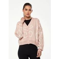 One Size - Women Cardigans Liquorish All Heart Cardigan In Pink & White One