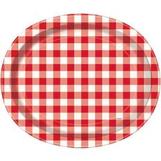 Red Disposable Plates Unique Party Red Gingham Oval Paper Plates 30cm Pack of 8