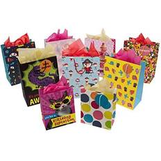 Hällmark Kids Gift Bag and Tissue Pack 7 Medium Bags and 2 Small Bags in 9 Fun Designs