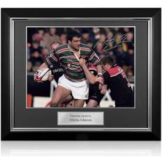 Exclusive Memorabilia Martin Johnson Signed Leicester Tigers Rugby Photo. Deluxe Frame