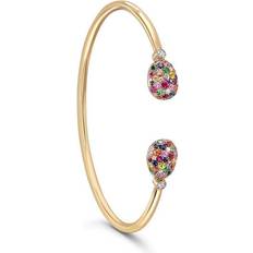 Faberge Emotion 18ct Yellow Gold Multi-Coloured Open Set Bangle Gold