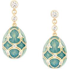 Faberge Palais Tsarskoye Selo 18ct Yellow Gold Diamond Turquoise Earrings Yellow Gold