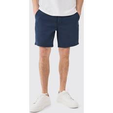 Chinoshortsit - Sininen boohooMAN Mens Fixed Waist Slim Fit Chino Shorts - Navy