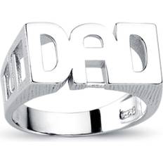 Men - Rhodium Rings Jewelco London U Mens Rhodium Plated Sterling Silver DAD Signet ID Ring 11mm