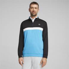 Blue - Golf Jumpers Puma Colorblock 1/4 Zip BLACK/AQUA