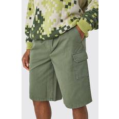 Cargoshortsit - Vihreä boohooMAN Relaxed Fit Elasticated Waist Cargo Shorts - Khaki