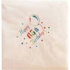 Paper Napkins NPK 65th Birthday Foil Printed Napkins Pack Of 15 White One Size