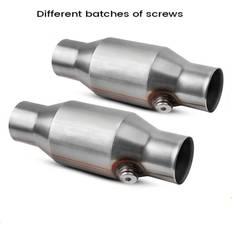 Spactz 2Pcs 2.5Inch Spun Universal Catalytic Converter High Flow Stainless Steel 425250 Exhaust Catalytic Converter