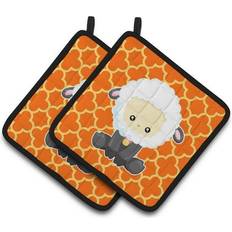 Orange Trivets Caroline's Treasures Sheep on Orange Quatrafoil Pot Holders 7.5 x 7.5 Multicolor Trivet