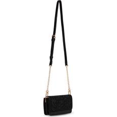 Anne Klein Women's Crystalized Mini Flap Crossbody in Black/Black size 4.40"