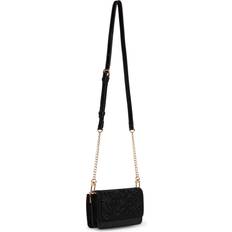 Crystalized Mini Flap Crossbody - Black/Black