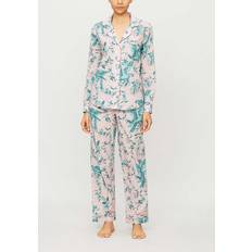 Desmond & Dempsey Desmond And Dempsey Womens Pink Green Bromley Parrot Printed Organic Cotton Pyjama set