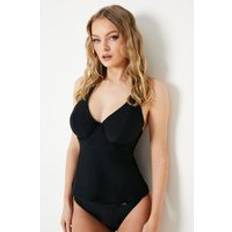 Gorgeous Plunge Tummy Control Tankini Top Black