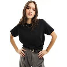 –Svart avslappnad t-shirt med korta ärmar-Svart/a