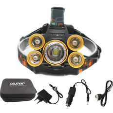 PS Laddningsbar LED Pannlampa för Löpning & Orientering, 5 Lampor, IPX4, Zoom, Batterier