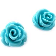 Turquoise Earrings Les Trésors de Lily [K3141] Turquoise 'Rosa Romantica' silver earrings mm