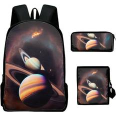 Backpacks Bangyan Space Planet Astronaut 3 Pieces Large Capacity School Bag Junior High School 3D Printing with Shoulder Bag for Books and Laptop