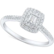 Macy's Diamond Emerald-Cut Halo Engagement Ring 1/3 ct. t.w. in 14k White Gold White Gold