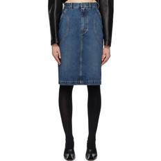 Alaïa Blue Pencil Denim Midi Skirt 525 BLEU VINTAGE FR