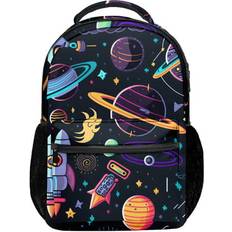 Unisex School Bags Bangyan Outer Space Cartoon Cute Spaceship Rocket Student School School Bags Unisex Outdoor Laptop Book Bag for Kids