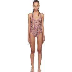 Beige - Women Swimsuits Isabel Marant Isabel Marant Etoile Beige & Pink Swan One-Piece Swimsuit