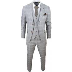 Paul Andrew Mens Light Grey Piece Velvet Trims Tailored Fit Suit Chest