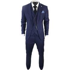 Men Suits Truclothing TruClothing Mens Classic 3-Piece Plain Navy Suit Chest