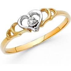 The Gem Collection DM0635RG-sz7 14K Two-Tone Gold Cubic Zirconia Heart Tiara Ring for Womens