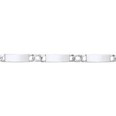 Platinum Bracelets Jewelco London Ladies Platinum Plated Sterling Silver Triple Bar Hexagonal Patterned Curb ID Bracelet GVB552