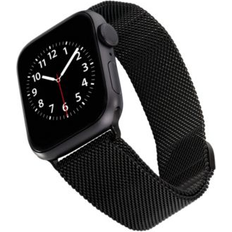 WITHit Black Stainless Steel Mesh Band Compatible 42/44/45/Ultra/Ultra 2 Apple Watch