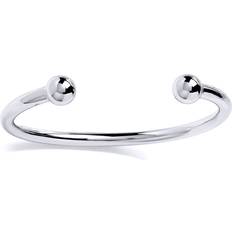 Men - Rhodium Bracelets Jewelco London Mens Rhodium Plated Sterling Silver Classic Polished Torque Bangle Bracelet 5mm 10mm Balls GVG131