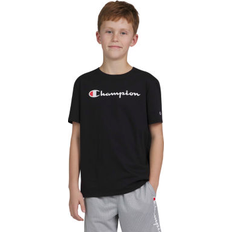 Champion Boys Tops Champion Big Boys Crew Neck Short Sleeve Graphic T-Shirt, 18-20 Black Black