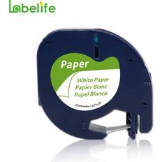 Belife Dymo Letratag Paper Tape 12mm Black on White