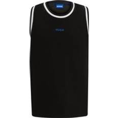 HUGO Mesh tank top with contrast and stripes Black