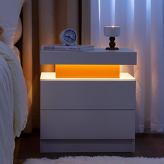 No LED Nightstand with 2 Bedside Table