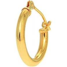 Gold - Men Earrings JewelStop 14K Real Yellow Gold Tubular Hoop 16mm Round Men Single Earring