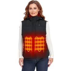 Ororo Women's Heated Vest with 90% Down Insulation and Detachable Hood Battery Included-Slim Fit Black