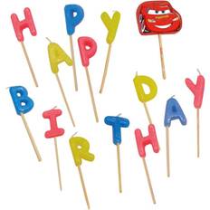 Multicoloured Cake Candles Cars Lightning McQueen Happy Birthday Candles Pack of 13