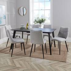 Home Source Table with Florian Grey Dining Set 90x200cm 7pcs