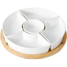 Bamboo Serving Bowls Dorre Samara Set With Spinable Tray Serving Bowl 6pcs